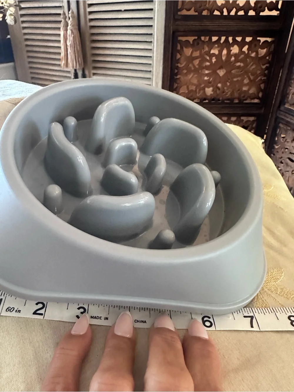 YINEYA Gray Slow Feeder Dog Bowl. New.